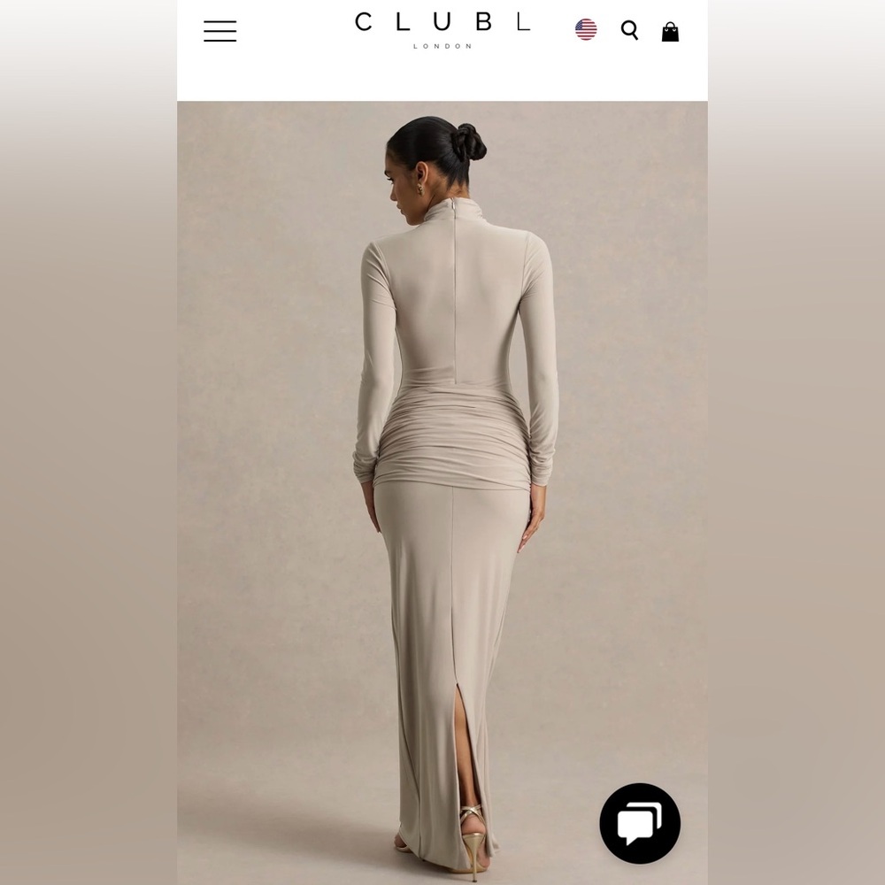 Club L London Cream Long Sleeve Maxi Dress - Picture 2 of 6